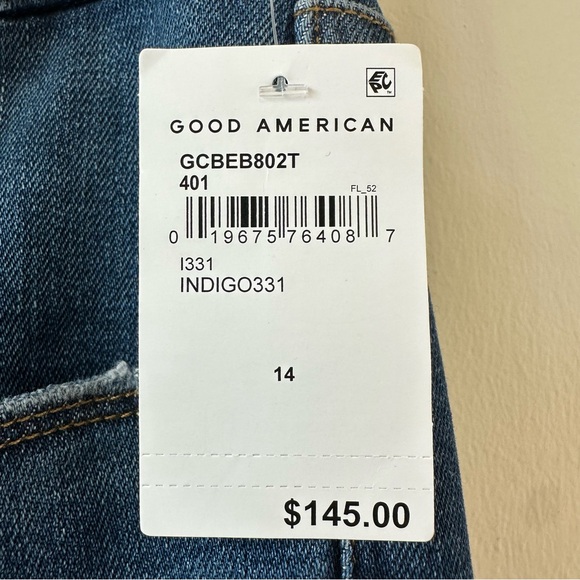 Good American Good Classic Button Fly Indigo Wide Leg Jeans - Picture 3 of 9